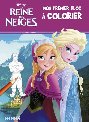  Disney - Mon premier bloc à colorier La reine des neiges - Anna et Elsa.
