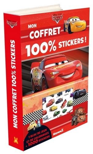  Disney Pixar - Mon coffret 100% stickers Cars - Avec 1 bloc de jeux et de coloriages et 1000 stickers.