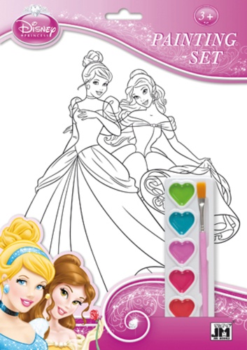  Disney - Set de coloriage Disney Princesses - Avec 1 palette de 6 couleurs à l'eau et 1 pinceau.
