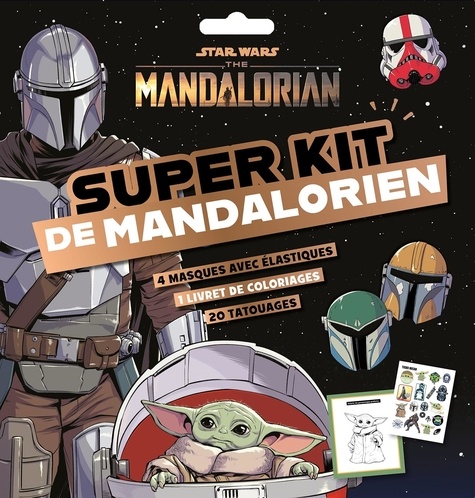 Super kit de Mandalorien. Star Wars The Mondalorian. Avec 40 tatouages, 1 livret de coloriages et 4 masques