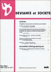 Georges Kellens - Déviance et Société Volume 21 N° 1, Mars : .