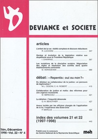 Riccardo Lucchini - Déviance et Société Volume 22 N° 4, Déce : .
