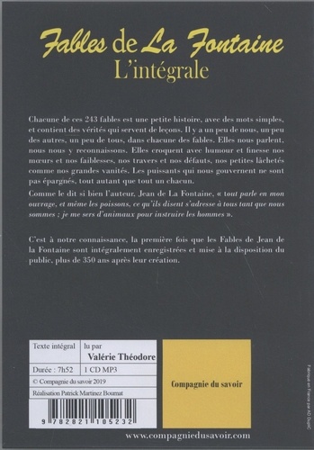 Fables de La Fontaine. L'intégrale  avec 1 CD audio MP3