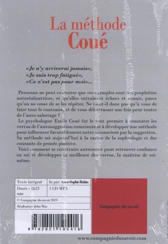 La méthode Coué. L'autosuggestion consciente  avec 1 CD audio MP3