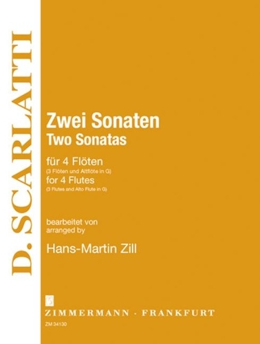 Domenico Scarlatti - Deux sonates - 4 flutes (3 flutes in C and altoflute in G). Partition et parties..