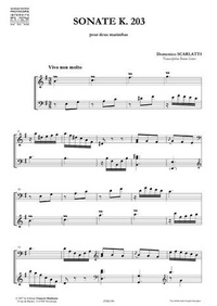 Domenico Scarlatti - Sonate K. 203 en mi mineur. Transcription Bruno Giner - Partition pour duo de marimbas.