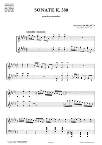 Domenico Scarlatti - Sonate K. 380 en mi majeur. Transcription Bruno Giner - Partition : duo de marimba.