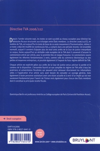 Directive TVA 2006/112. Commentaire article par article