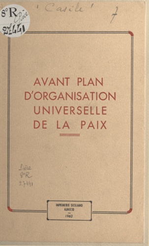 Avant plan d'organisation universelle de la paix