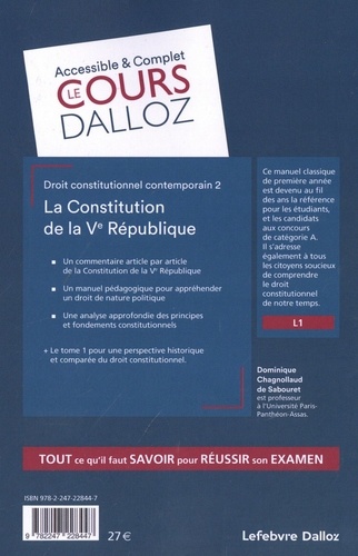 Droit constitutionnel contemporain. Tome 2, La constitution de la Ve République 11e édition