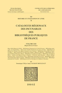 Catalogues régionaux des incunables des bibliothèques publiques de France