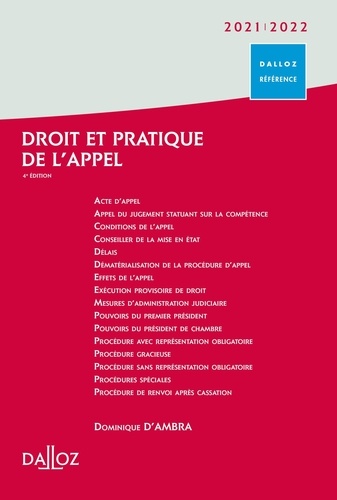 Droit et pratique de l'appel  Edition 2021-2022