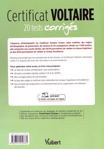 Certificat Voltaire. 20 tests corrigés + 4 tests corrigés en ligne