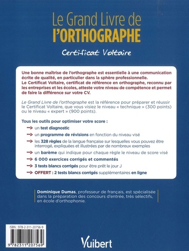 Le grand Livre de l'orthographe. Certificat Voltaire 4e édition