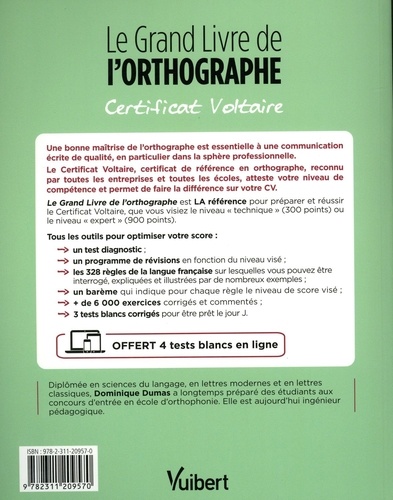 Le Grand Livre de l'orthographe. Certificat Voltaire 5e édition
