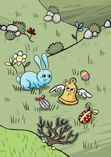Le petit lapin bleu et la cloche de Pâques. Livre + coloriages