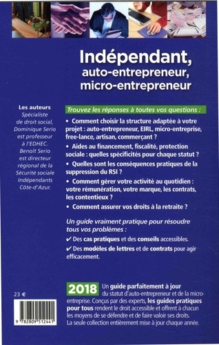 Indépendant, auto-entrepreneur, micro-entrepreneur  Edition 2018