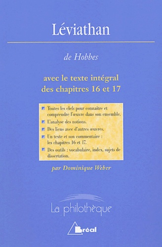 Dominique Weber - Léviathan de Hobbes avec le texte intégral des chapitres 16 et 17.