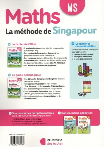 Maths MS La méthode de Singapour. Fichier de l'élève  Edition 2020
