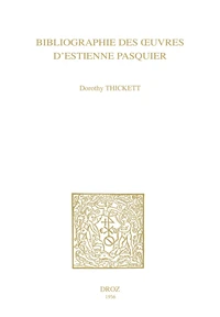 Bibliographie des œuvres d’Estienne Pasquier