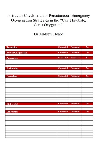  Dr. Andrew Heard - Instructor Check-lists for Percutaneous Emergency Oxygenation Strategies in the “Can’t Intubate, Can’t Oxygenate” Scenario - PEOS in the CICO Scenario, #1.