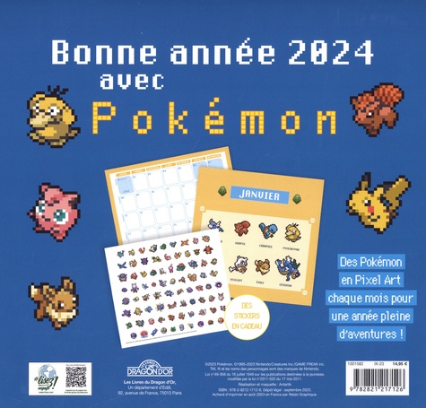  Pokémon – Calendrier pixels – Calendrier annuel 2024 – Dès 5  ans - The Pokémon Company - Livres