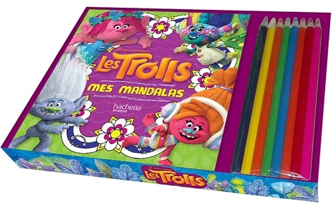  DreamWorks - Les Trolls Mes mandalas - 1 bloc de mandallas Trolls et 8 crayons de couleur.