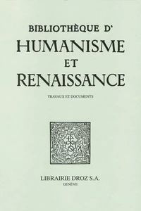 Bibliothèque d'humanisme et Renaissance N° 85-2, 2023-2