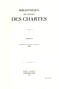 Bibliothèque de l'Ecole des Chartes N° 175-1 et 2/2020