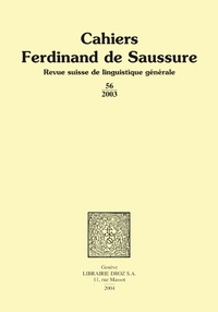 Cahiers Ferdinand de Saussure N° 56, 2003. de René Amacker - Grand Format -  Livre - Decitre