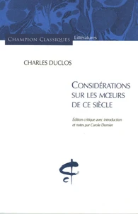 Considérations sur les moeurs de ce siècle