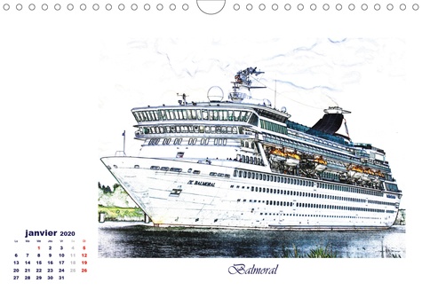 CALVENDO Mobilite  Navires d'un point de vue différent (Calendrier mural 2020 DIN A4 horizontal). Une sélection des navires à passagers et cargos, d'un point de vue artistique. (Calendrier mensuel, 14 Pages )