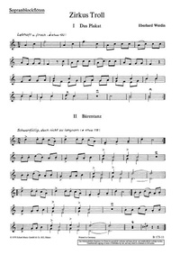 Eberhard Werdin - Bausteine - Series of Works (Practical Help)  : Zirkus Troll - Ein Spiel für Kinder. children's choir (SMez) with instruments (2 soprano recorders, mallet percussion, percussion, bass)..