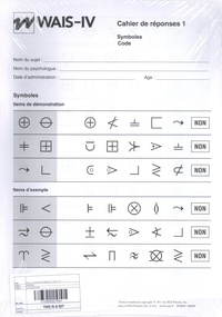 David Wechsler - WAIS-IV - Cahier de symboles et code (cahier de réponses 1) x25.