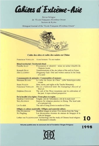 Ed. f. Verellen - Cahiers d'Extrême-Asie 10 : Cahiers d'Extrême-Asie n° 10 (1998) - Culte des sites et culte des saints en Chine 1998.