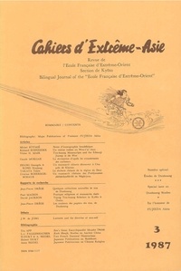 Ed. j-p. Drege - Cahiers d'Extrême-Asie 3 : Cahiers d'Extrême-Asie n° 03 (1987) - Etudes de Dunhuang  /  Dunhuang Studies 1987.