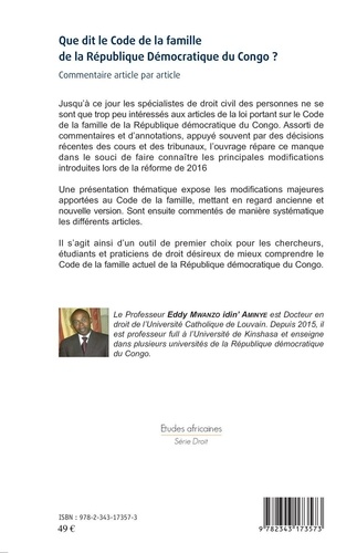Que dit le Code de la famille de la République Démocratique du Congo ?. Commentaire article par article