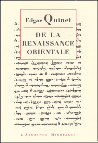 Edgar Quinet - De La Renaissance Orientale.