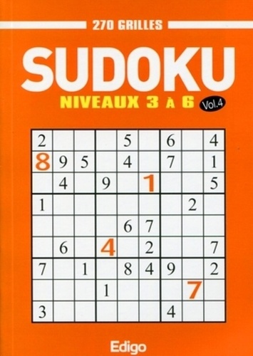  Edigo - Sudoku 270 grilles - Niveaux 3 à 6 Volume 4.
