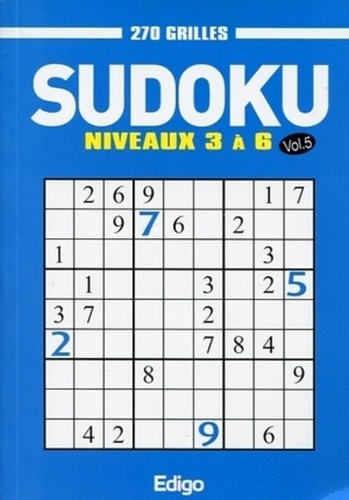  Edigo - Sudoku, volume 5 - Niveaux 3 à 6.