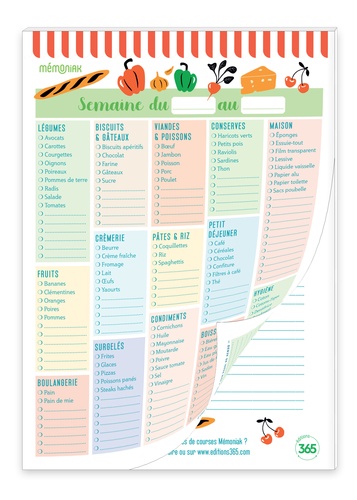 Mémoniak : Ma to-do list de la semaine Mémoniak - bloc aimanté de 52 listes  à compléter - Éditions 365