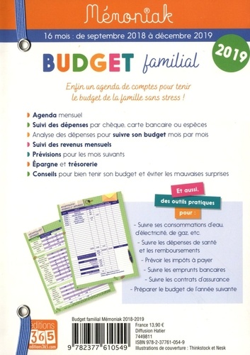 Budget familial. Agenda de comptes pour la famille de septembre 2018 à décembre 2019  Edition 2019