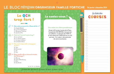 Le Bloc hebdomadaire organiseur Famille Fortiche  Edition 2024