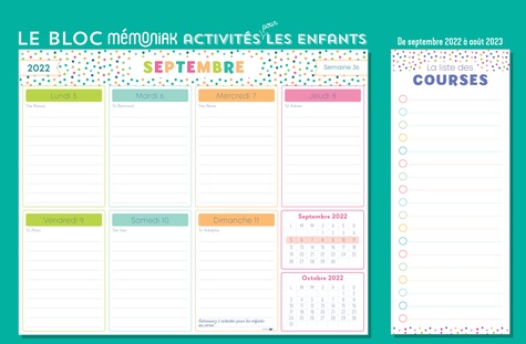 Le bloc hebdomadaire organiseur. Activités pour les enfants  Edition 2022-2023