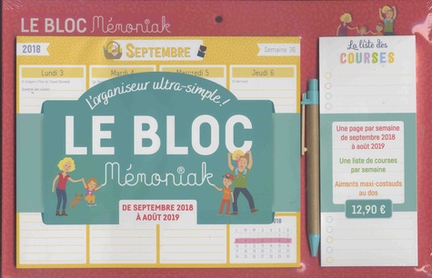 Le bloc Mémoniak. L'organiseur ultra-simple ! Avec un stylo aimanté  Edition 2018-2019