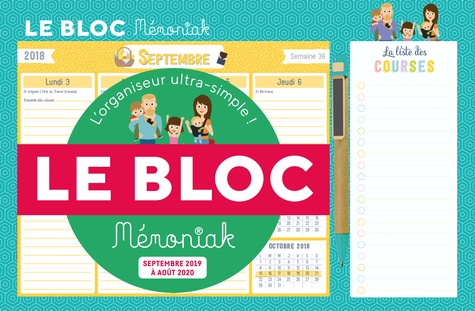 Le bloc Mémoniak. L'organiseur ultra-simple ! Avec un stylo aimanté  Edition 2019-2020