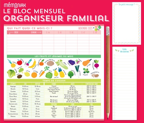 Livre Mini Frigobloc Mensuel 2024 - Calendrier d'organisation familiale /  mois (de sept. 2023 à dec 2024)