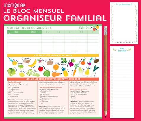 Le Bloc mensuel organiseur familial Mémoniak - Editions 365