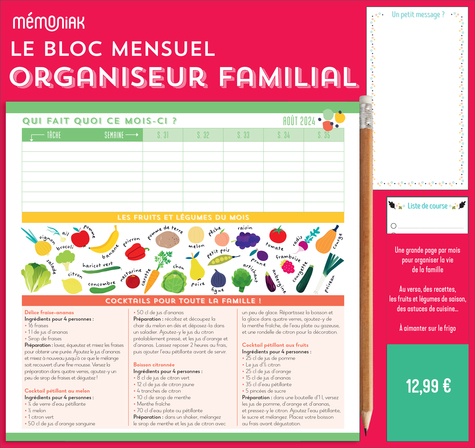 Le Bloc mensuel organiseur familial Mémoniak  Edition 2023-2024