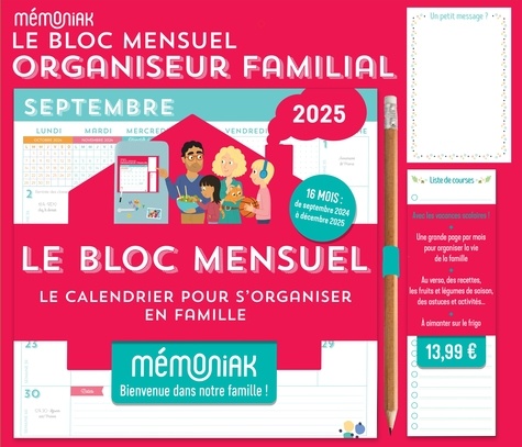 Le bloc mensuel organiseur familial Mémoniak  Edition 2025